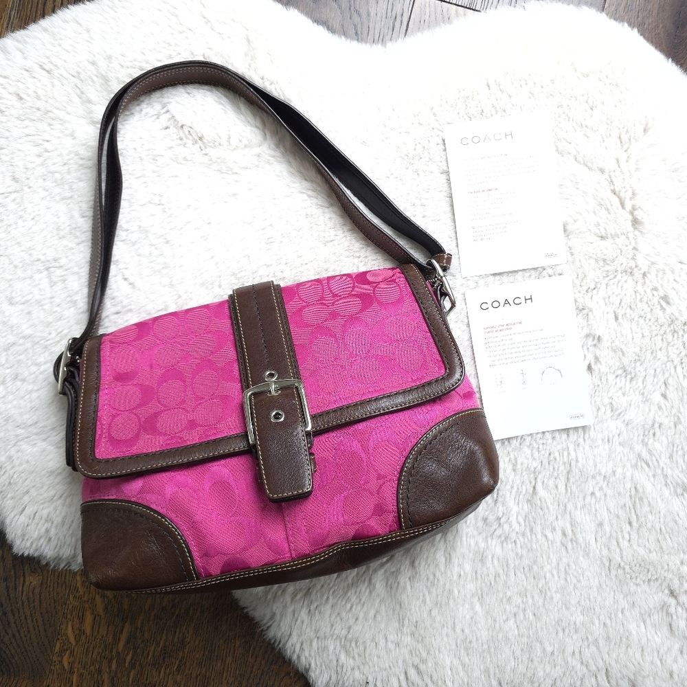Coach Y2K Hampton Signature Canvas With Flap Convertable Shoulder Bag